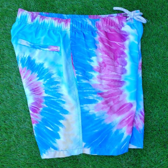 Excellent Used Condition Men's ENDLESS SUMMER Blue Tie Dye Board Shorts Size XL - Picture 2 of 12